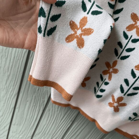 ZESICA Floral Colorblock Oversized Crewneck Sweater Pullover, SZ M - Picture 5 of 7